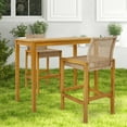 thumbnail image 2 of Gymax Wicker Bar Stools Set of 2 Patio Chairs w/ Solid Wood Frame Ergonomic Footrest Light Brown, 2 of 7