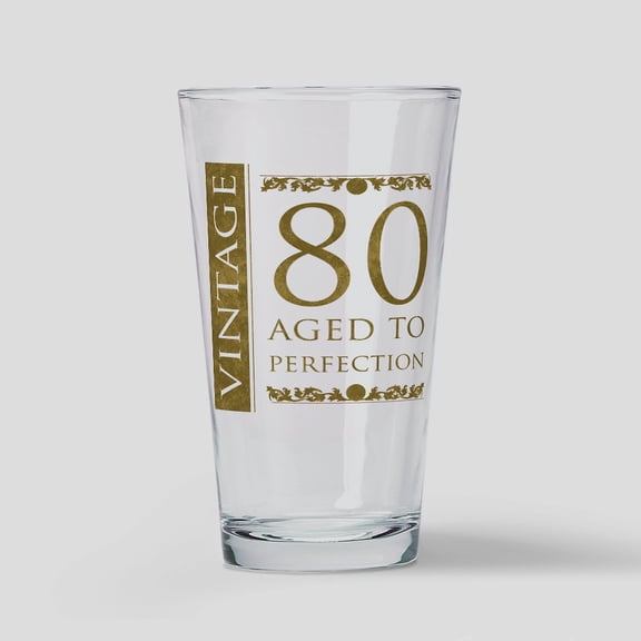 CafePress - Fancy Vintage 80Th Birthday - Pint Glass, Drinking Glass, 16 oz. CafePress