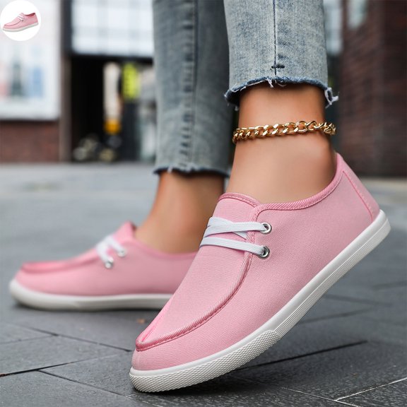 Willtoo Casual Canvas Loafers for Women Men, Low Top Lace Up Breathable Canvas Shoes, Lightweight Slip On Flat Walking Shoes