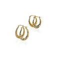 thumbnail image 3 of Brilliance Fine Jewelry 14K Gold Plated Female Crystal Hoop Earrings Set, Adult Females, 3 of 4