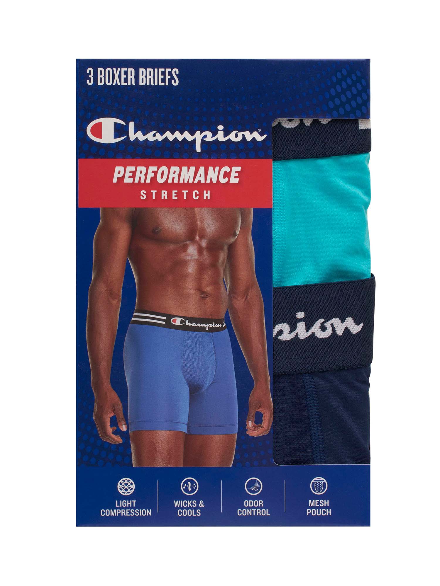 Champion Men's Athletics Tech Performance Boxer Brief, 3 Pack