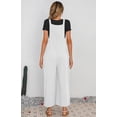 thumbnail image 3 of Chouyatou Women's Summer Wide Leg Bib Linen Overalls Palazzo Pants Casual Linen Jumpsuits(White,M), 3 of 4