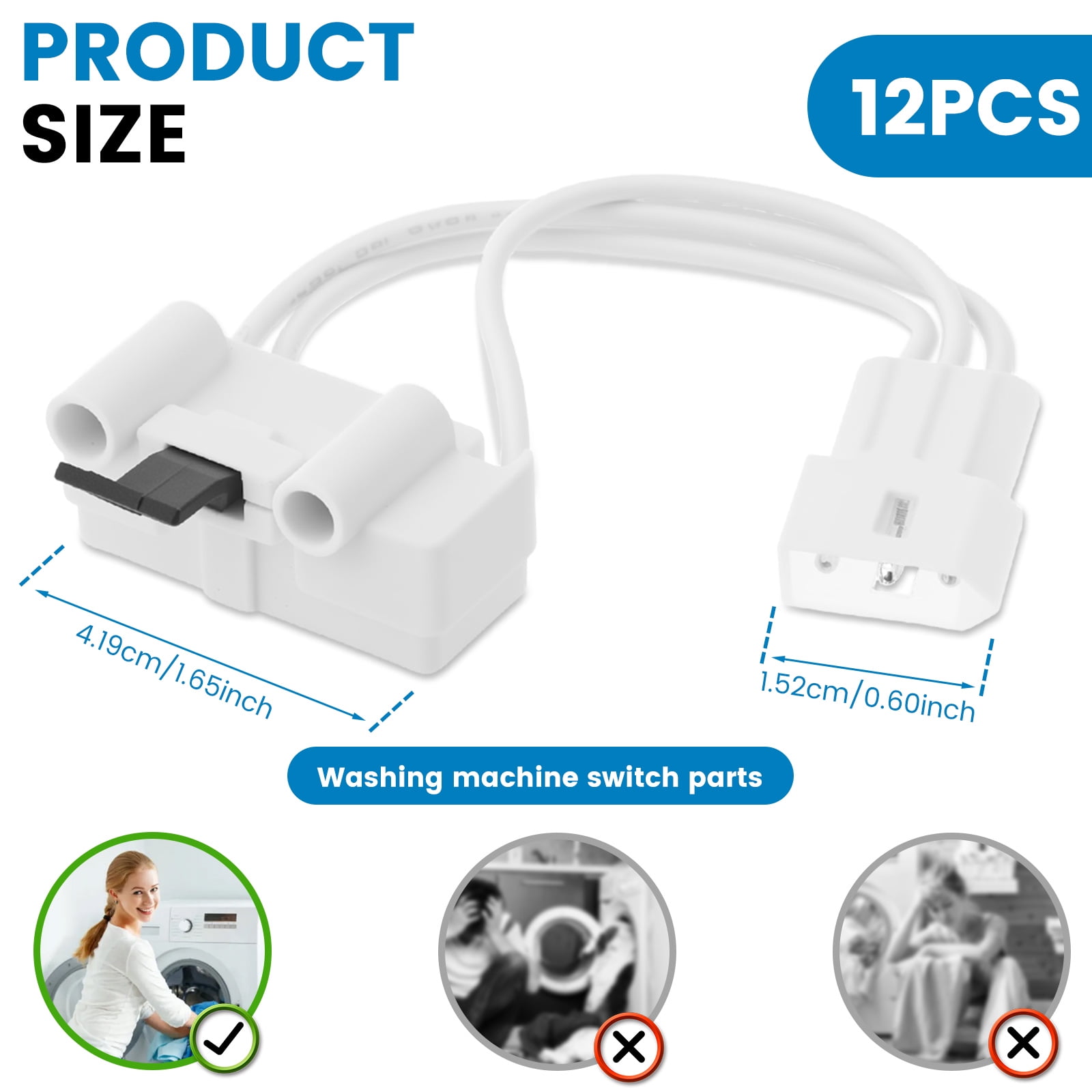 Fkszll 12PCS 3406107 Dryer Door Switch for Whirlpool Maytag Kenmore Dryers Replaces Part Numbers 3406109 3405100 3405101 3406100 3406101 Can Solve the Problem of No Rolling and No Heat Generation