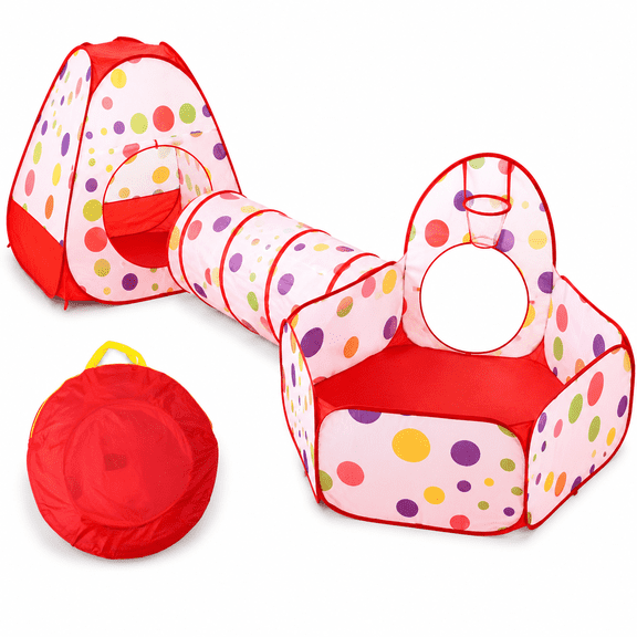 Kids Play Tent with Tunnel and Ball Pit,3 in 1 Child Baby Playhouse Tent