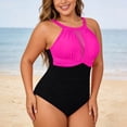 thumbnail image 2 of QHFBli Plus Size Swimsuit Women One Piece Swimsuit Tummy Control High Neck Bathing Suit Ruched Swimwear, 2 of 6