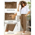 thumbnail image 4 of Nmnitkp Linen Pants Women Fashion 2026 Casual Lightweight Drawstring Elastic Waist Pants with Pockets Brown,L, 4 of 8