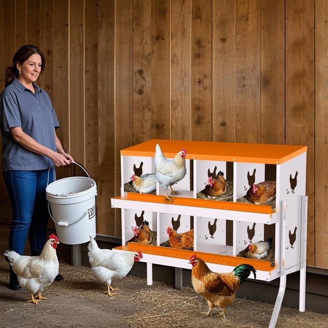 AKDSteel Galvanized Steel Nesting Box For Chicken Coop – Removable Drop Tray And Built-In Ventilation Providing An Easy-Clean Laying Area For Hens And Ducks