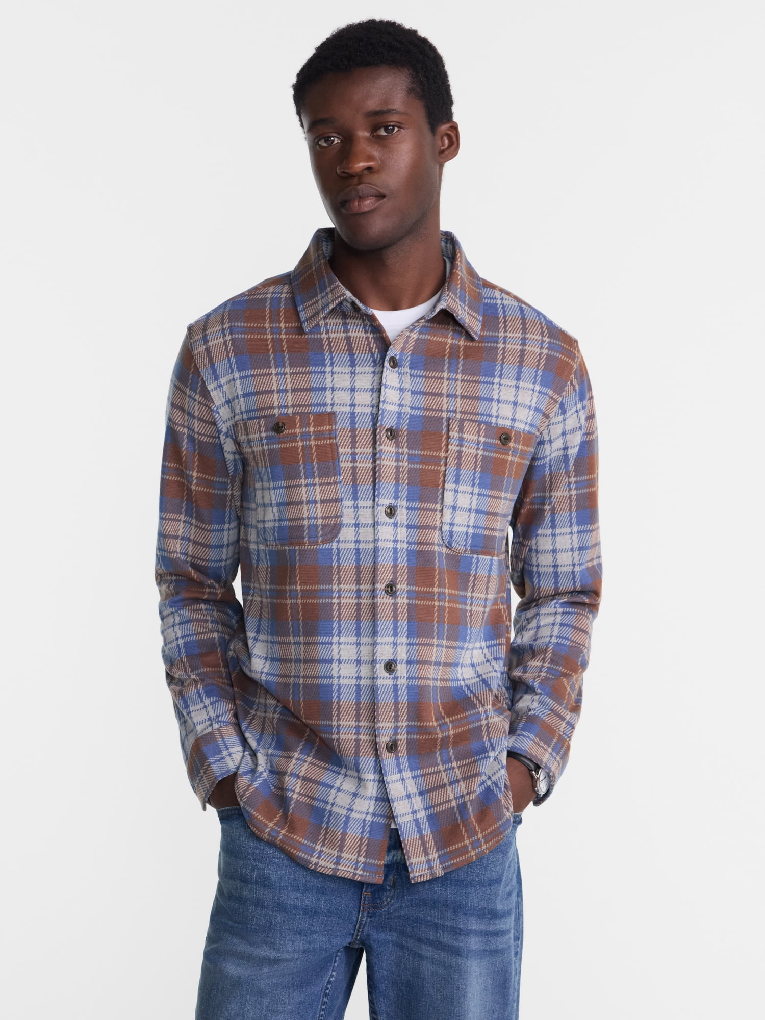 George Men's Knit Overshirt with Long Sleeves, Sizes XS-4XLT