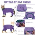 thumbnail image 5 of ROZKITCH Sticky Hair Cat Clothes Soft Elastic Skin-friendly Cat Recovery Suit Full Body Cat Onesie Prevent Hair Loss Stop Licking Skin Disease (Purple, XL), 5 of 7