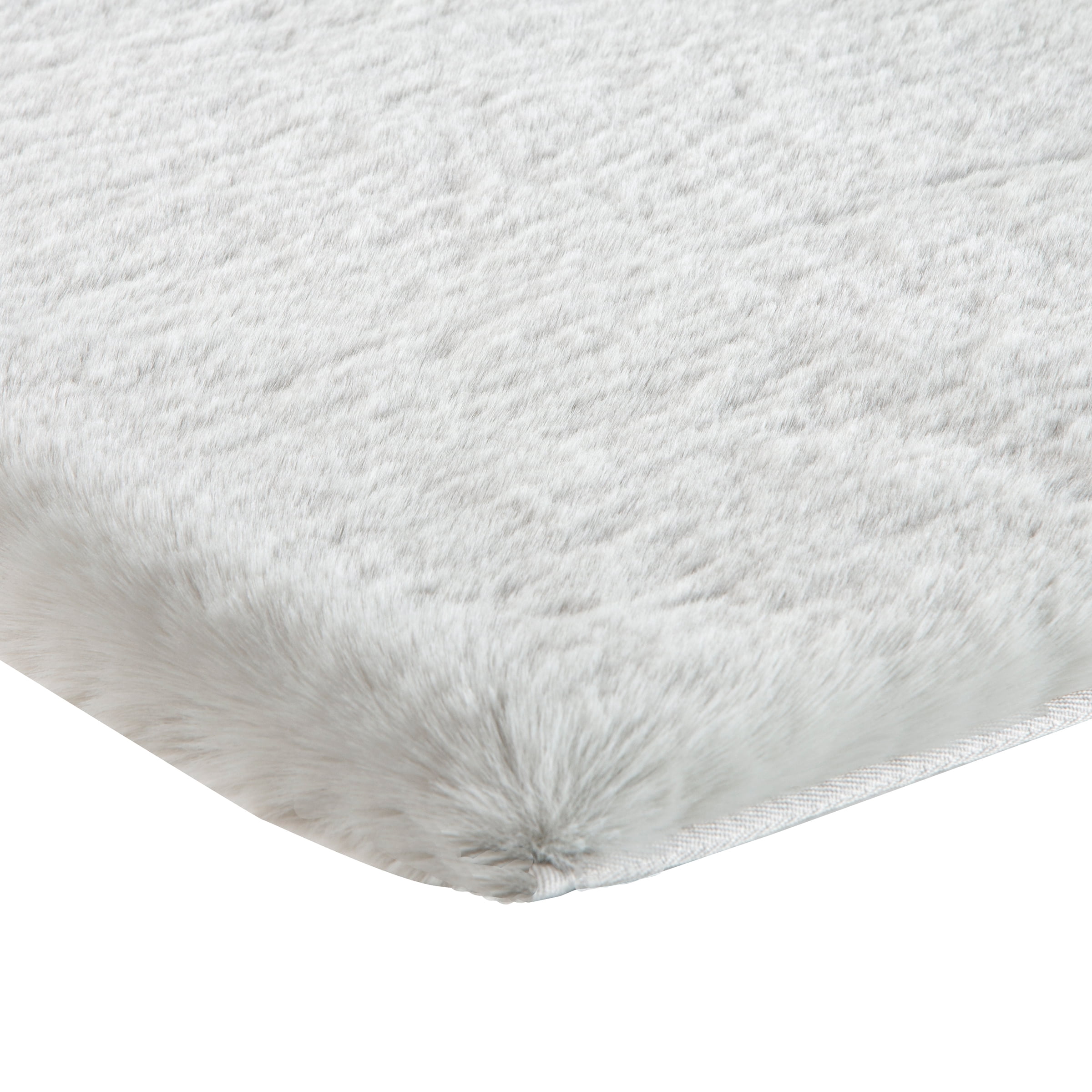 Home-Complete 21x34 Small Faux Fur Bath Mat for Hallway or Kitchen, Machine Washable Nonslip Rug, (Silver)