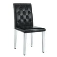 thumbnail image 5 of NYEESS Set of 4 Black PU Dining Chairs with Silver Metal Legs, Ergonomic Buckle Backrest, 5 of 8
