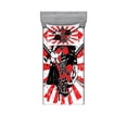 thumbnail image 2 of Japanese Bedding Set with Sheet & Covers, Crossed Samurai Hieroglyph Background 2 Ronin Aikido Eastern Fight Style, Printed Bedroom Decor 2 Shams, 4 Sizes, Orange Black White, by Ambesonne, 2 of 3