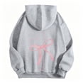 thumbnail image 6 of Christian Hoodies for Women Pink Cross Bow Print Sweatshirt Oversized Long Sleeve Faith Graphic Hooded Pullover Top, 6 of 7