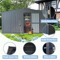 thumbnail image 2 of 11x12.5 FT Metal Garden Storage Cabinet Outdoor Waterproof Patio Cabinet Garden Storage Cabinet with Lockable Door for Backyard Lawn Garden 154.17x138.11x78.70 in Dark Gray Utility Tool Storage, 2 of 7