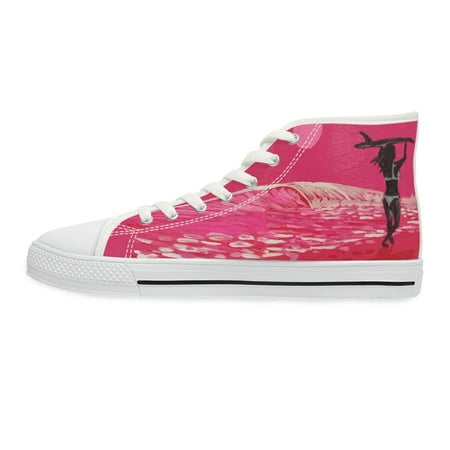 

Seasidesart Pink Fruitpunch Surfer Girl With Checkers Women s High Top Sneakers