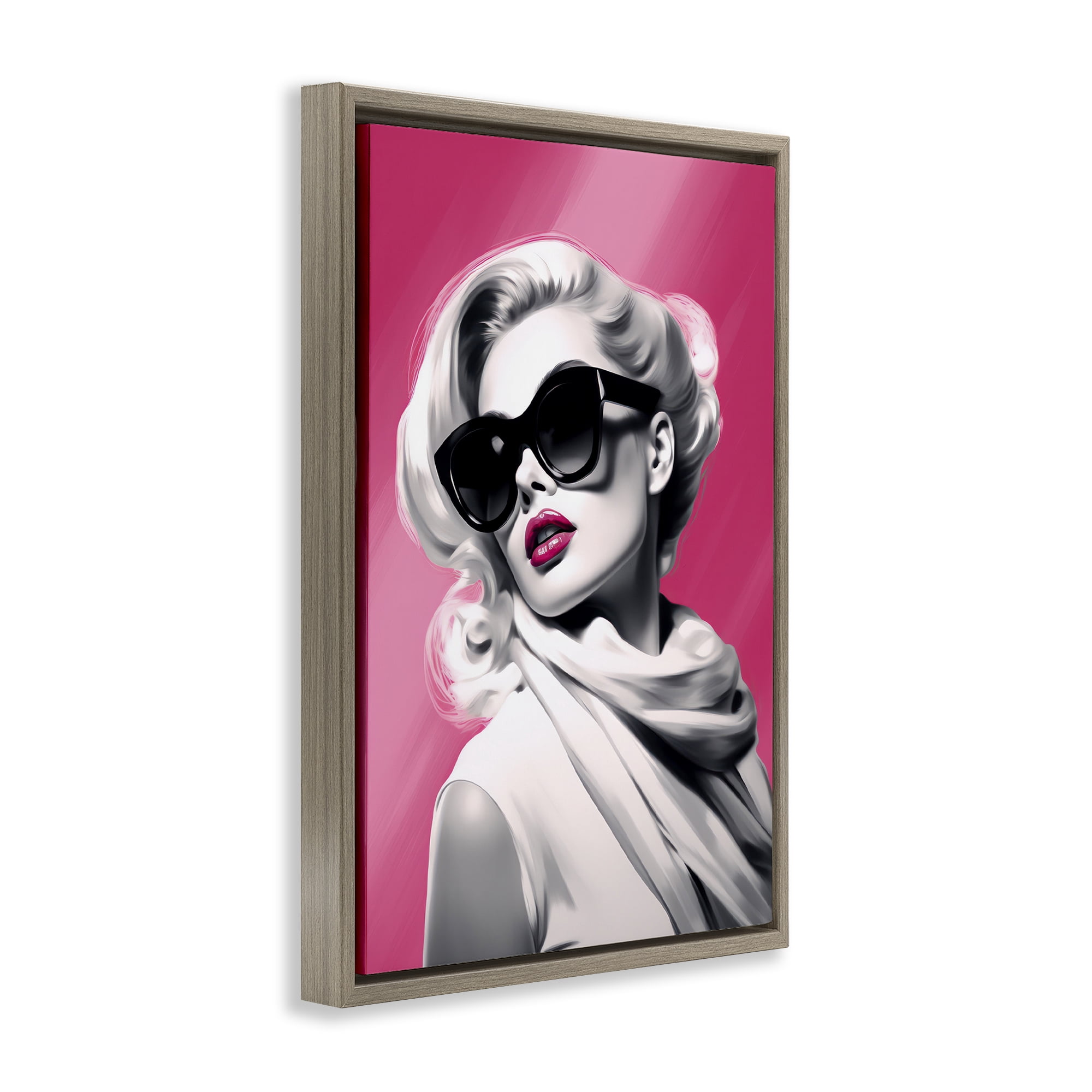 Stupell Industries Vintage Retro Chic Portrait Brown Framed Floater Canvas Wall Art, design by Andrea Haase