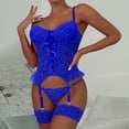 thumbnail image 2 of Gibobby Sujetador De Encaje Para Mujer Lenceria Sexy Mujer Bikini Push Up Bustier Top + Braga Alta G String Clubwear Conjunto de Lencería(Azul, XXG), 2 of 5