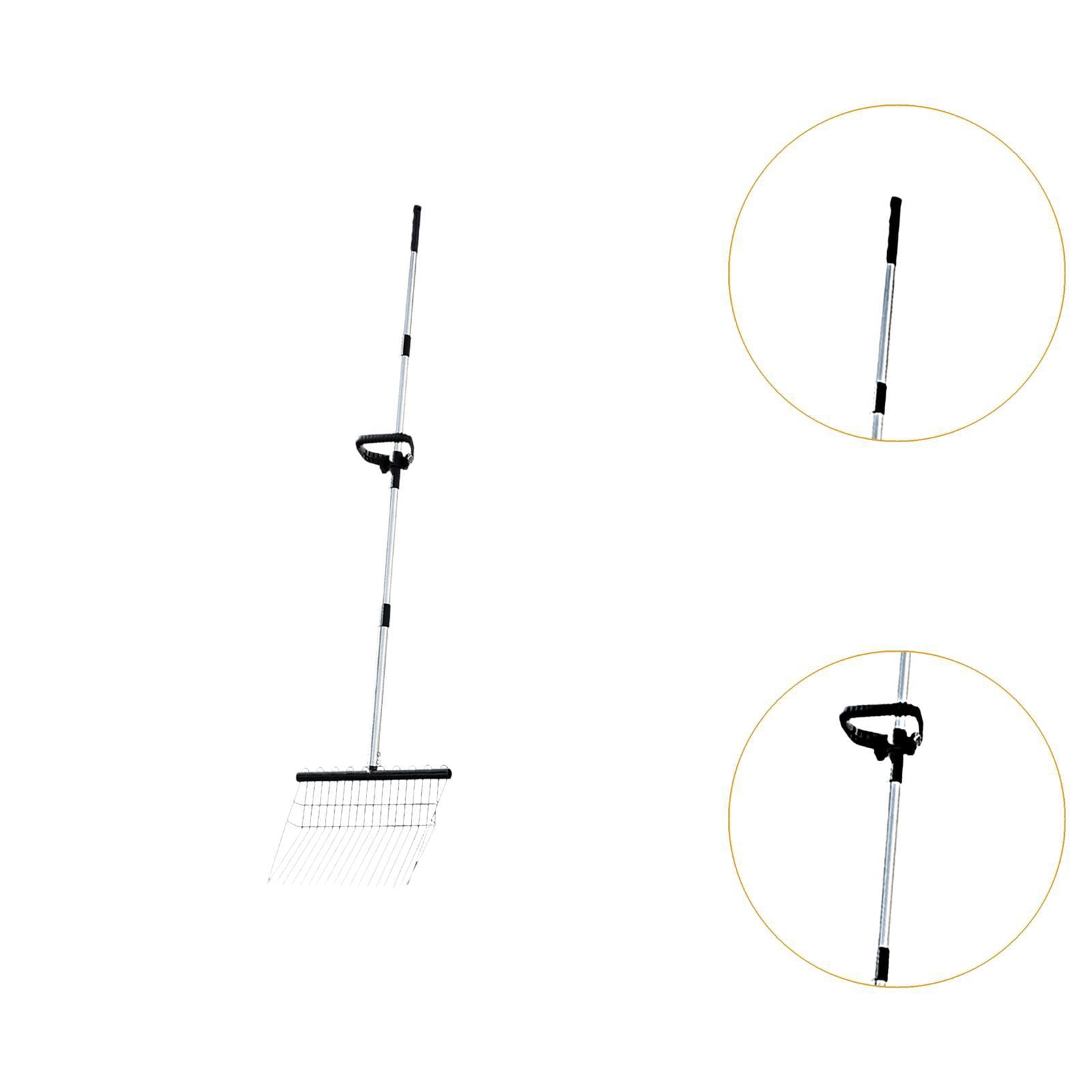 colaxi Garden Leaf Rake Lawn Leaves Clean up Tool Portable Multifunctional for Farm Yard Stainless Steel Lightweight Adjustable Handle
