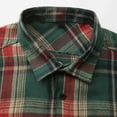 thumbnail image 4 of Yusimy Men's Casual Shirt Christmas Green Plaid Long Sleeve Button-Up Open Collar Classic Vintage Trendy vibes, 4 of 8