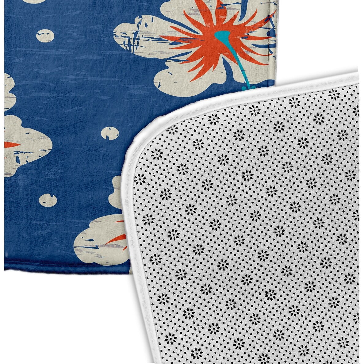 Simply Daisy 24" x 17" Plush Microfiber Orange Hibiscus Blooms Bath Mat