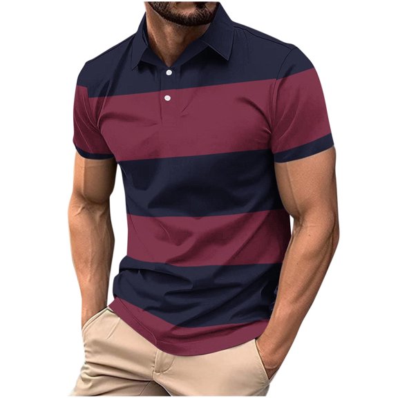 Big & Tall Golf Shirts for Men Plus Size S-5X Short Sleeve Tshirts Shirt Mens Pullover Button Collared Color Block Breathable Workout Tees Tops