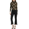 thumbnail image 2 of INSPIRE CHIC Blouse pour Femme Coupe Ajustée Col Roulé devant Plissé Manches Longues Haut en Tricot m Brun A, 2 of 7
