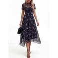 thumbnail image 3 of PRETTYGARDEN Cocktail Dresses for Women Summer Short Sleeve Floral Mesh Sheer Midi Party Wedding Guest Dress, 3 of 7