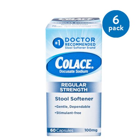 (6 pack) (6 Pack) Colace Docusate Sodium Stool Softener 100mg, 60 capsules