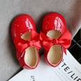 thumbnail image 6 of FRSASU Kids Shoes Toddler Shoes Bow Hollow Out Non-slip Small Leather Princess Shoes Red 3.5-4 Years, 6 of 6