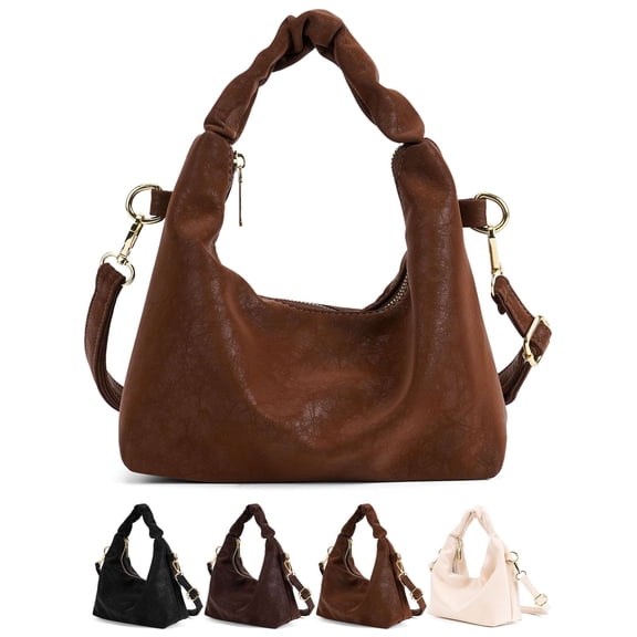 Deago Small Tote Bag for Women PU Leather Crossbody Shoulder Bag Fashion Satchel Purse Top Handle Hobo Bags Handbags with Adjustable Strap (Brown)