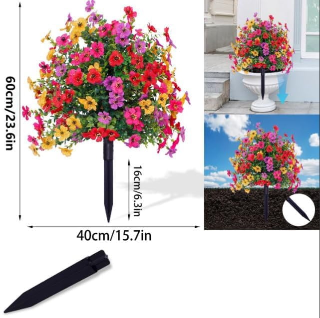 YUSUIYI 23in 2 Pack Artificial Violet for Outdoor Indoor Garden Home Decoration,UV Resistant Waterproof & Ground Insert Faux Flowers
