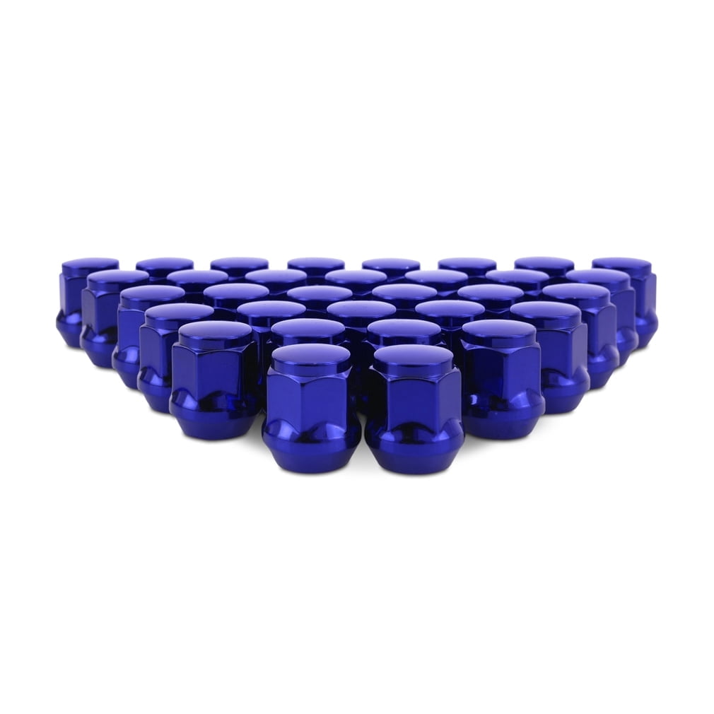 Mishimoto Steel Lug Nuts, M14x1.5, Acorn Seat, 32pc Set, Blue