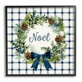 thumbnail image 2 of Stupell Industries Winter Noel Sentiment Pinecone Wreath Blue Plaid Graphic Art Gray Framed Art Print Wall Art, 12x12, by Victoria Barnes, 2 of 5