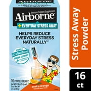 Airborne Stress Away Immune Support Supplement, Zesty Orange (16 Powder Packets) (Packaging May Vary)