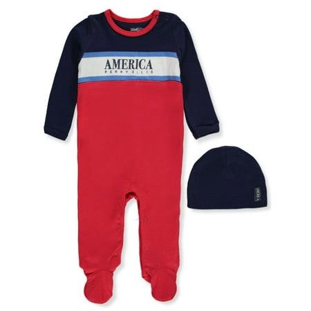 

Perry Ellis America Baby Boys 2-Piece Cap Set Outfit - red 3 - 6 months (Newborn)