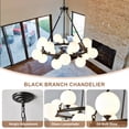 thumbnail image 2 of 18-Light Modern Chandelier, 32" Sputnik Ceiling Light Fixture with White Globe Bubble, Round Wagon Wheel Chandeliers for Dining Room Kitchen Island Living Room Bedroom, 2 of 7
