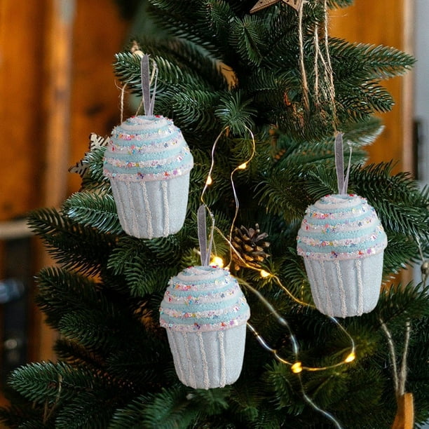 Adorno de árbol de Navidad de espuma Macaron - Colgante colgante azul verde rosa suave para decoración navideña