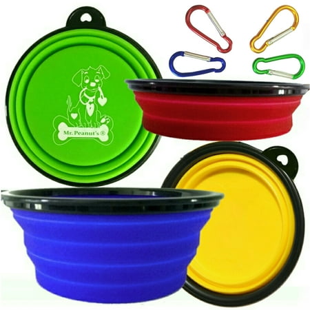 Premium Collapsible Dog Bowls, Set of 4 Colors, Dishwasher Safe BPA FREE Food Grade Silicone Portable Pet Bowls, Perfect Travel Bowls for Feed & Water on Journeys, Hiking, Kennels &