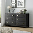 thumbnail image 6 of Black Dresser, Modern 6 Drawer Double Dresser for Bedroom with Gold Pulls, Adults & Kids Wide Dressers & Chests of Drawers for Hallway, Entryway, 6 of 14