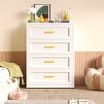 thumbnail image 5 of Metal White 4 Drawer Dresser for Bedroom, Tall Bedroom Dresser with Large Drawer & Golden Handles,Metal Storage Organizer Cabinet Chest of Drawer for Closet, 5 of 7