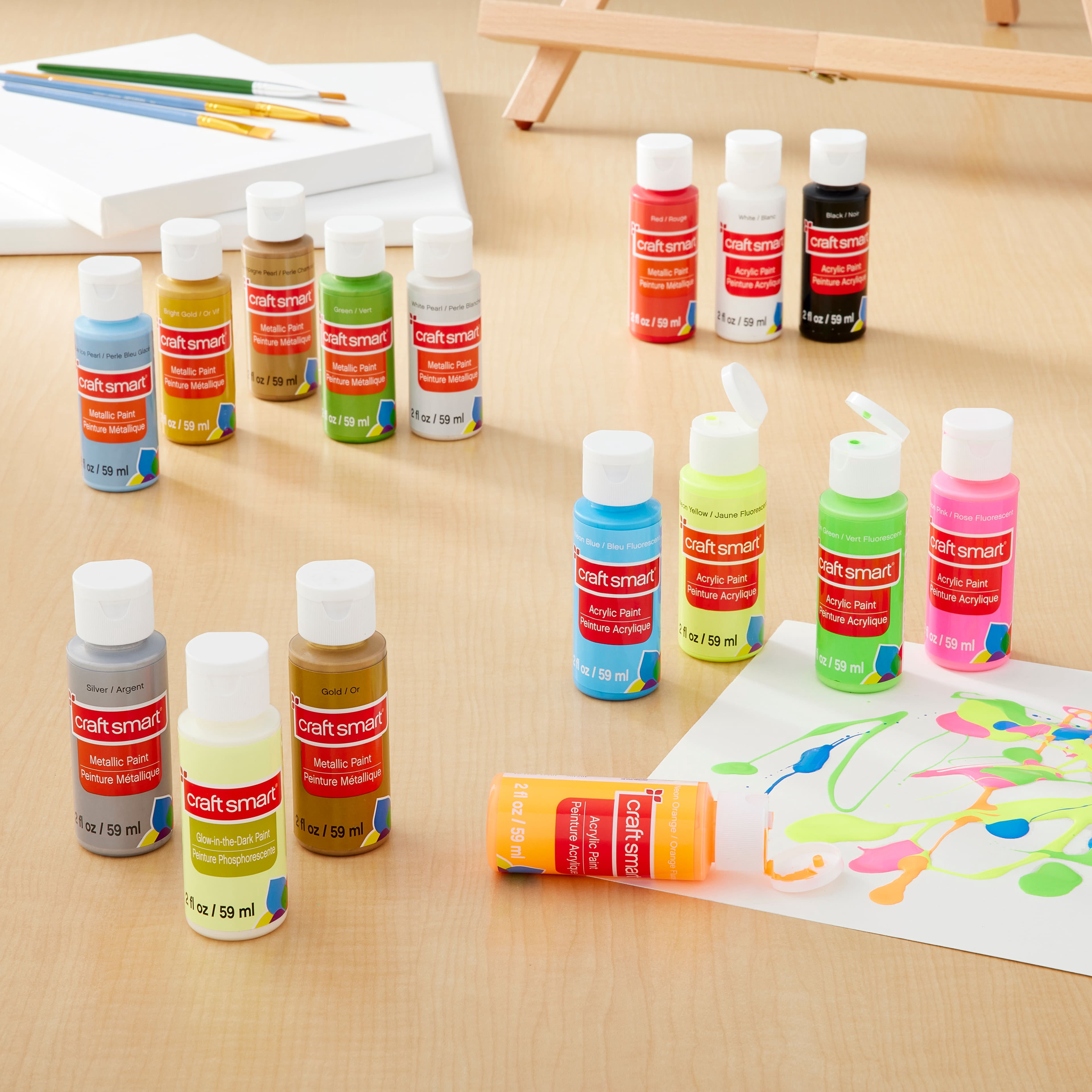 Craft Smart Metallic & Neon Acrylic Paint Set, 8 Packs: 16 ct. (128 total)