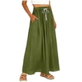 thumbnail image 2 of Dxzfnsa Skirts for Women Casual Flowy High Waist Drawstring Below Knee Midi Skirts Summer Womens Solid Color Elastic Waist Palazzo A-Line Long Skirts with Pockets, 2 of 5