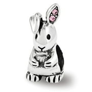 BLACK BOW JEWELRY COMPANY Bunny Bead Charm in Antiqued Sterling Silver with Swarovski Crystals