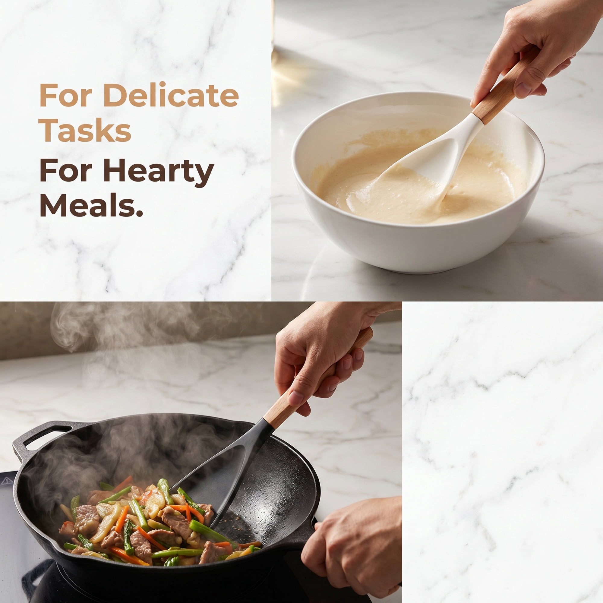 Unique Bargains Spatula Kitchen Heat-Resistant Cooking Utensil Black White 2Pcs