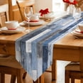 thumbnail image 2 of Blue Brown Farmhouse Table Runner Linen Burlap Table Runner 90 Inches Long Vintage Wooden Country Dresser Scarves for Kitchen Island Coffee Dining Room Party Wedding Banquet Holiday Decor 13"x90", 2 of 8