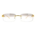 thumbnail image 3 of Cougar Jewel Rimless Narrow Rectangular Luxury Pimp Sunglasses Gold Grey Clear, 3 of 4