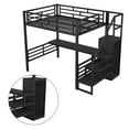 thumbnail image 5 of Aukfa Full Size Metal Loft Bed with Desk and Wardrobe, Staircase Loft Bed for Kids Teens - Black, 5 of 8