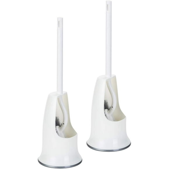 Brosse pour Cuvette de Toilette à Manche Courbé Compact pour Salle de Bain, Poils Robustes avec 2 Pcs Crochets Adhésifs Bonus