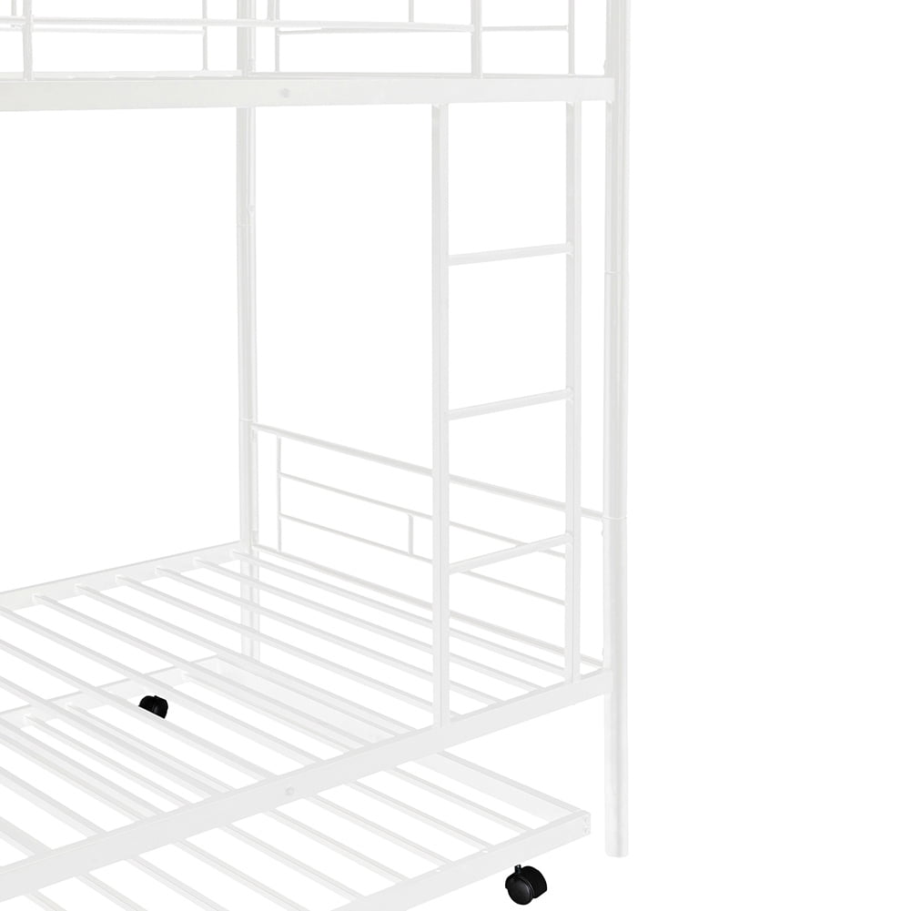 Kepooman Bunk Bed Frame Twin Over Twin with Trundle, Can be Divided into Two Beds, White Kepooman Bunk Bed Frame Twin Over Twin with Trundle, Can be Divided into Two Beds, White