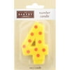 Wal-Mart Bakery "4" Number Yellow Polka Dot Everyday Birthday Candle, 3"